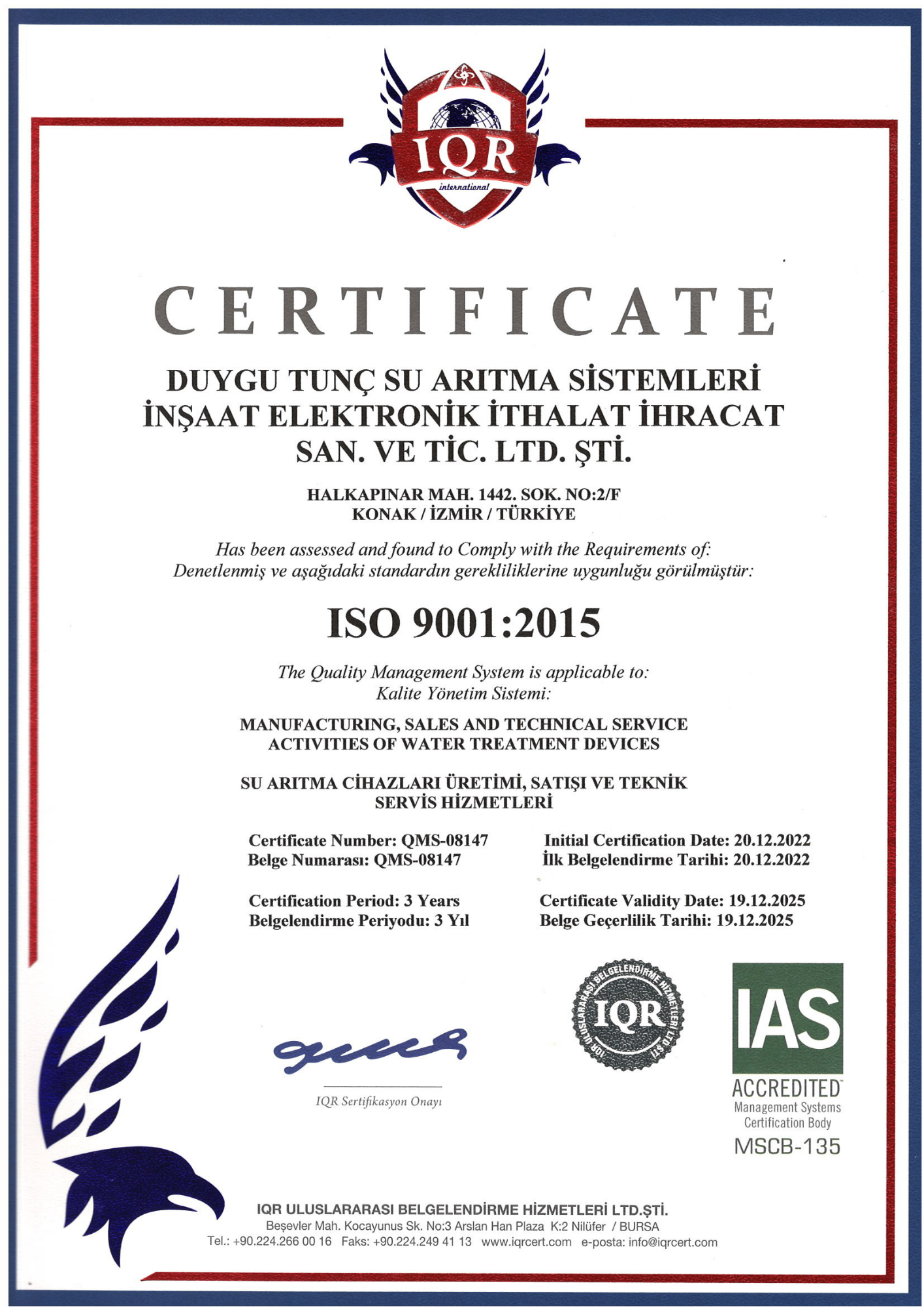 ISO 9001:2015 Kalite Yönetim Sistemi